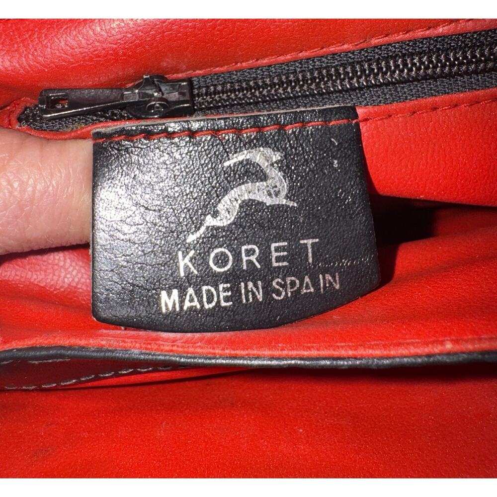 Vintage 50s Koret Black Leather Handbag Red Interior - Picture 8 of 8